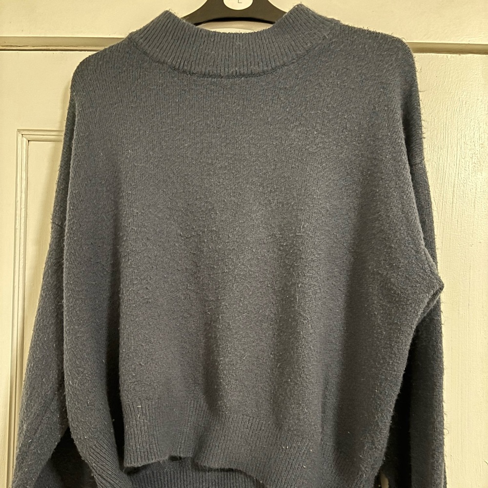 cozy oversized dark blue sweater